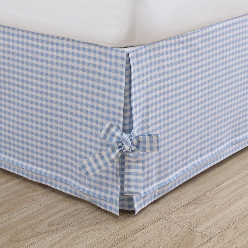 Laura Ashley ‘Hedy’ Blue Gingham Bed Skirt-TWIN